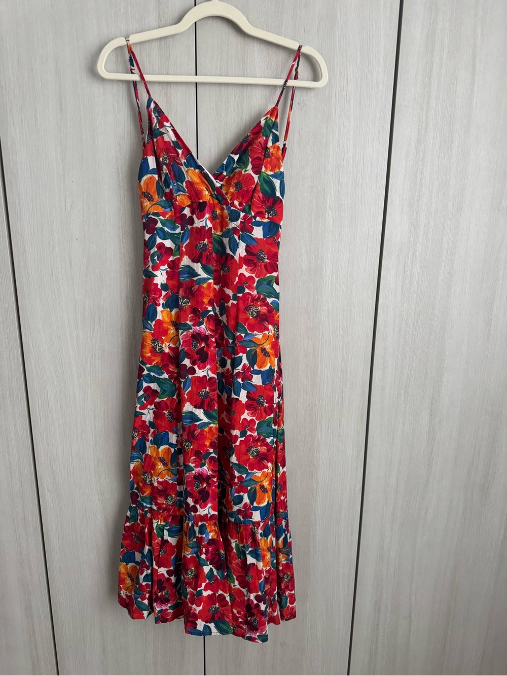 Sadie & Sage Red Floral Spaghetti-Strap Maxi Dress Sz S